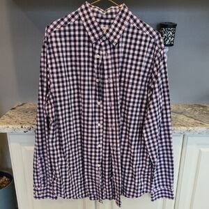 Merona Pink and Blue Gingham Button-Down Shirt Large 100% Cotton